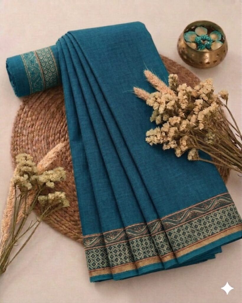 plain cotton saree image