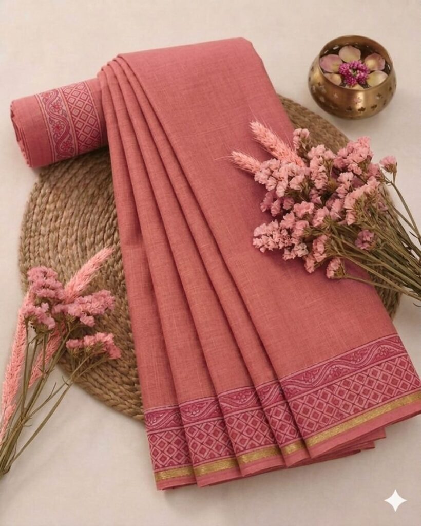 plain cotton saree image