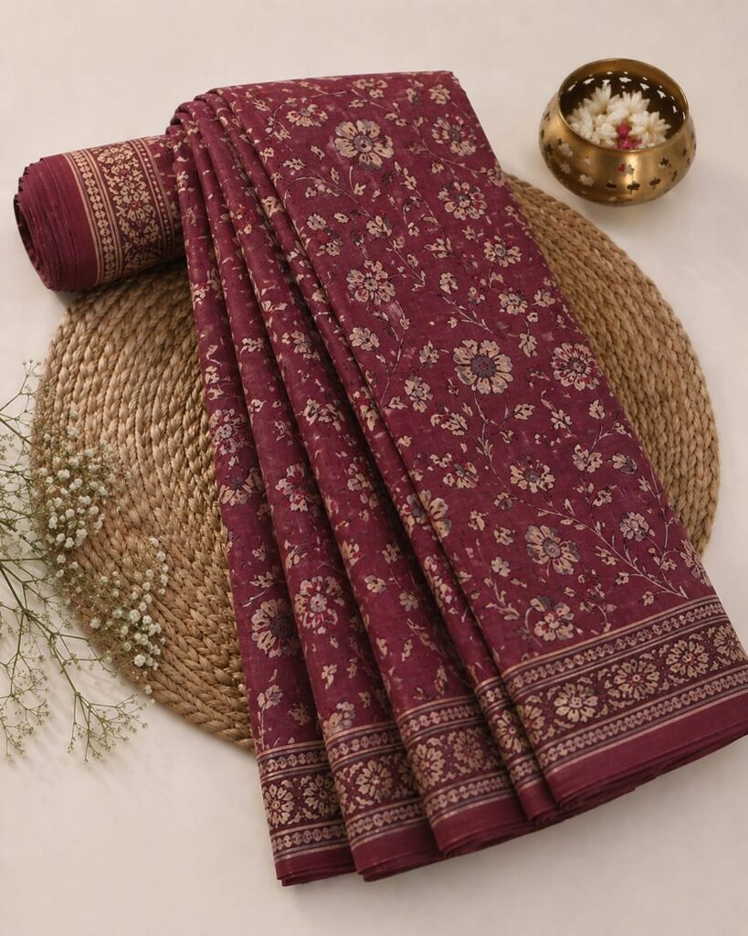 printed cotton saree image