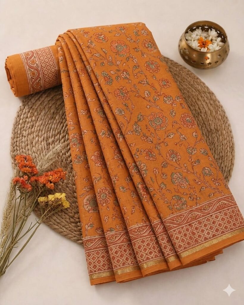 printed cotton saree image